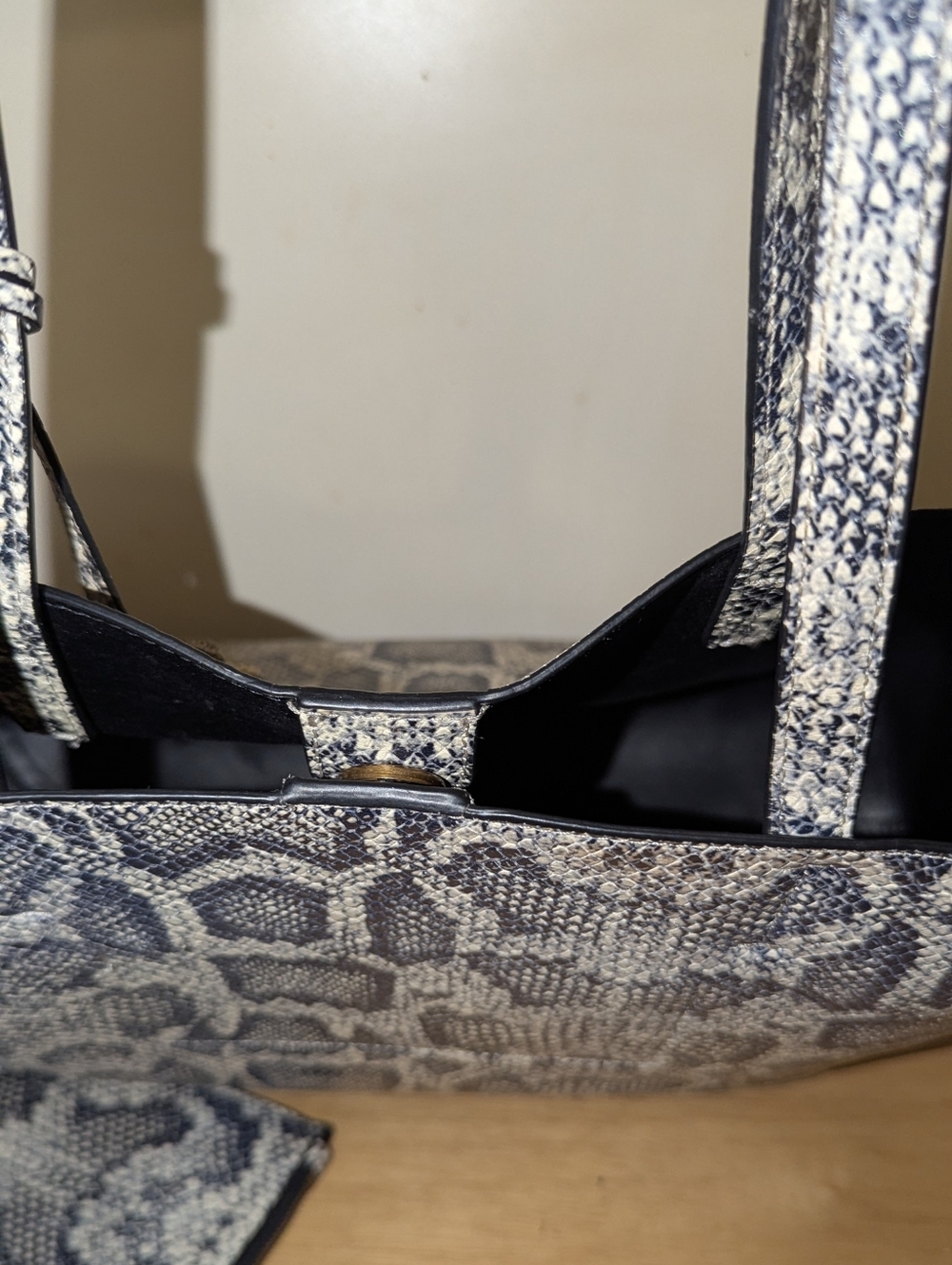 Kurt Geiger Snake-Print Chelsea Shopper Tote - Neutral Black & Cream - Picture 8 of 10